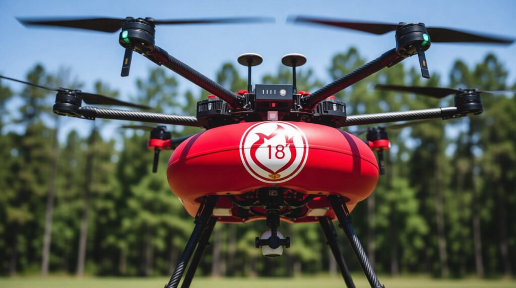 Drone de pompier fonctionnaire en mission 
