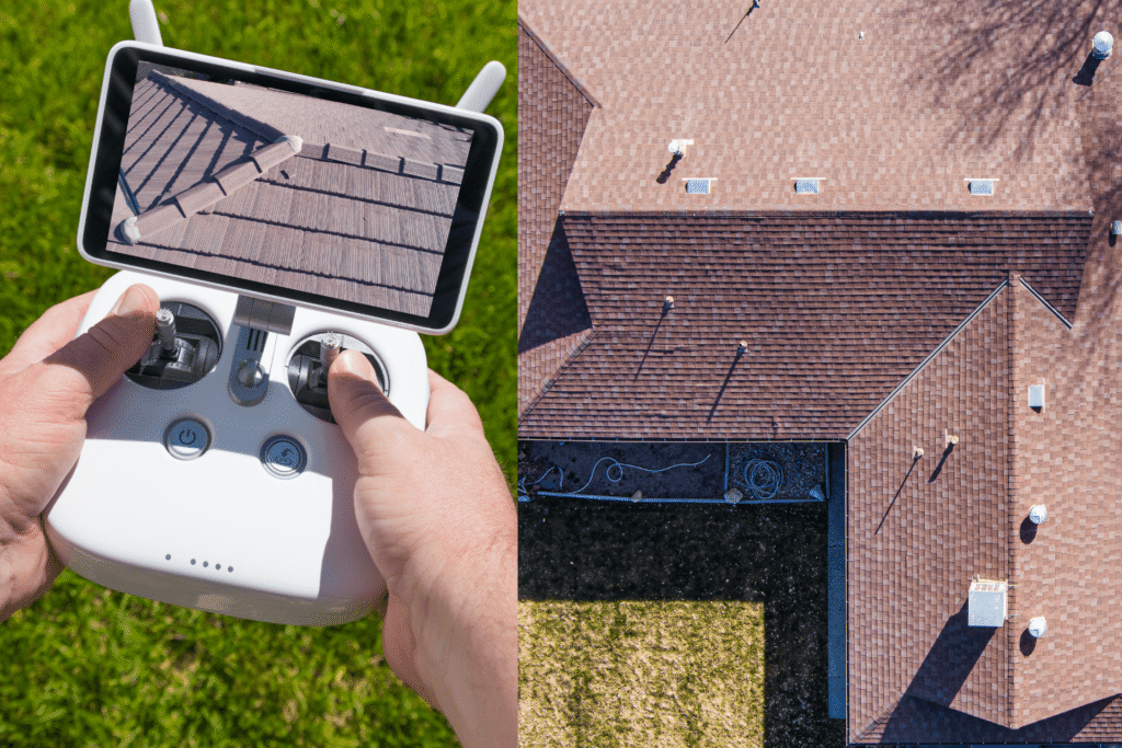 Un apprenti pilote de drone en formation spécialisée dans le nettoyage et de démoussage de toiture et de façade