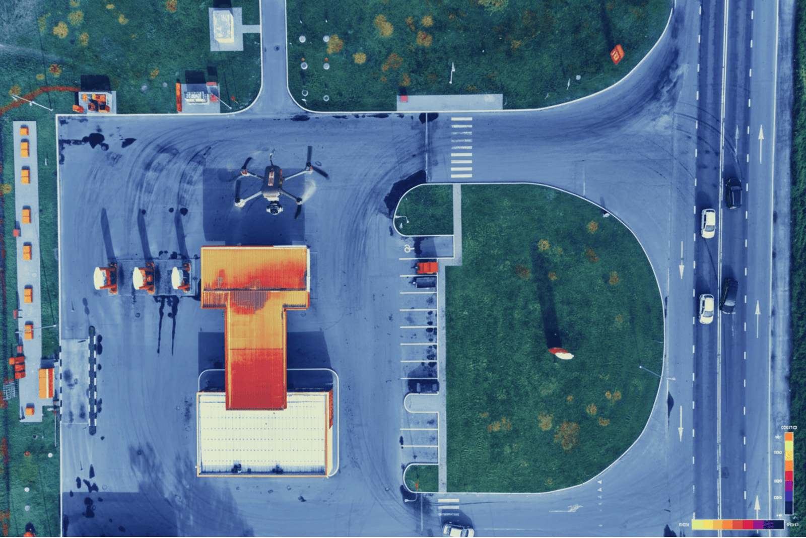 Drone équipé d’une caméra thermique réalisant une inspection aérienne en région PACA