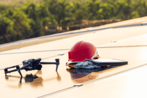 Inspection technique par drone d’un bâtiment d'entreprise avec installation de panneaux solaire en région PACA